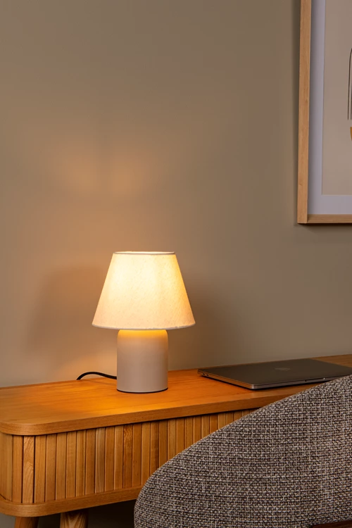 Lucide MACIA - Table lamp - 1xE14 - Cream - atmosphere 1